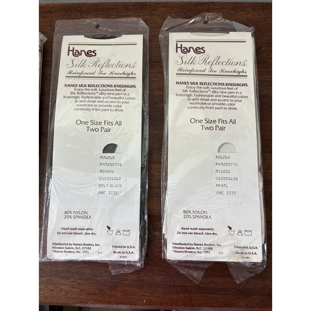 Hanes Silk Reflections Knee highs Pack of 2 Pairs Pearl Reinforced Toe Lot of 4